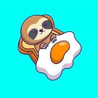 Cute Sloth Sleeping On Bread With Egg Blanket Cartoon Vector Icons Illustration. Flat Cartoon Concept. Suitable for any creative project.