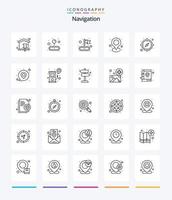 Creative Navigation 25 OutLine icon pack  Such As map. direction. destination. compass. map vector