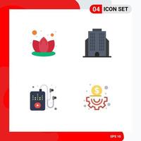 4 Universal Flat Icons Set for Web and Mobile Applications lily business building hobbies management Editable Vector Design Elements