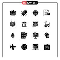 Set of 16 Commercial Solid Glyphs pack for analysis file fort document data Editable Vector Design Elements