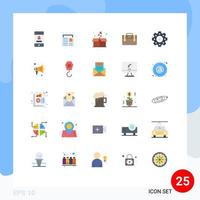 Mobile Interface Flat Color Set of 25 Pictograms of mechanical working paper office bag package Editable Vector Design Elements