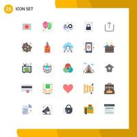 Modern Set of 25 Flat Colors and symbols such as upload instagram celebrate lock document Editable Vector Design Elements