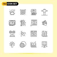 16 User Interface Outline Pack of modern Signs and Symbols of internet speed customization device pick Editable Vector Design Elements