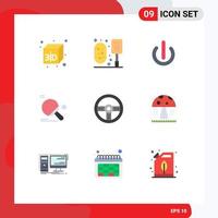 Pack of 9 Modern Flat Colors Signs and Symbols for Web Print Media such as game controller on ball table tennis Editable Vector Design Elements