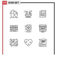 Set of 9 Commercial Outlines pack for forward business profile arrow file Editable Vector Design Elements