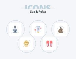 spa y relax paquete de iconos planos 5 diseño de iconos. incienso. spa. aroma. maquillaje. belleza vector