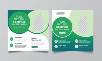 Cbd Hemp oil Product Social Media Banner Template, Product Sale Promotion Square web banner Social Media Cover Photo. vector