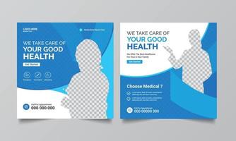 Modern Medical promotion square web banner for social media post template. Elegant Healthcare promo backgrounds. vector