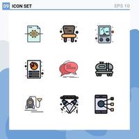 Set of 9 Modern UI Icons Symbols Signs for speech chat meter bubble document Editable Vector Design Elements