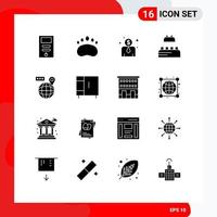 Set of 16 Modern UI Icons Symbols Signs for location map zoology world constructor Editable Vector Design Elements