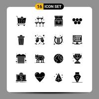 16 User Interface Solid Glyph Pack of modern Signs and Symbols of plant olympic games chest greek ancient Editable Vector Design Elements