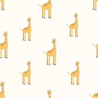 Seamless cartoon cute giraffe pattern. Endless wallpaper background for kids, packaging printing or textiles. vector