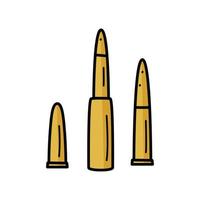 Bullets set, shells for firearms. Doodle vector illustration on a white background.