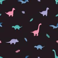Seamless pattern of cartoon dinosaurs. Vector illustration, kids background or wallpaper
