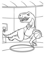 Basketball T-Rex Coloring Page for Kids vector