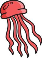 Jellyfish Marine Animal Cartoon Colored Clipart vector
