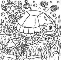 Mother Turtle and Hatchling Coloring Page for Kids vector