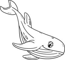 Mother Whale Sharks Isolated Coloring Page vector