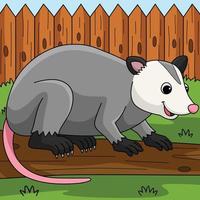 Opossum Animal Colored Cartoon Illustration vector