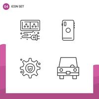 4 Creative Icons Modern Signs and Symbols of adapter setting energy mobile service Editable Vector Design Elements