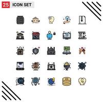 Universal Icon Symbols Group of 25 Modern Filled line Flat Colors of idea creative farming bulb mind Editable Vector Design Elements