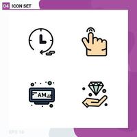 Universal Icon Symbols Group of 4 Modern Filledline Flat Colors of marketing time double alarm hand Editable Vector Design Elements