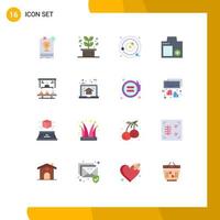 Set of 16 Vector Flat Colors on Grid for photo devices spa camera solar system Editable Pack of Creative Vector Design Elements
