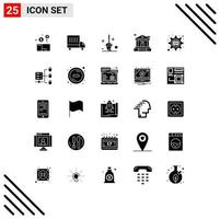 25 User Interface Solid Glyph Pack of modern Signs and Symbols of css gear cog bucket cascading bank account Editable Vector Design Elements