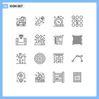 16 Thematic Vector Outlines and Editable Symbols of online security gps password code Editable Vector Design Elements