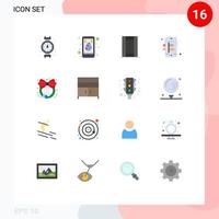 Group of 16 Modern Flat Colors Set for decoration process activities creative recreation Editable Pack of Creative Vector Design Elements