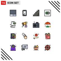 Group of 16 Flat Color Filled Lines Signs and Symbols for phone communication interior toggle control Editable Creative Vector Design Elements