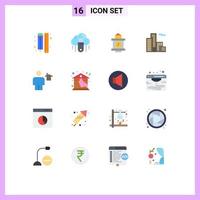 Group of 16 Modern Flat Colors Set for body house cloud building station Editable Pack of Creative Vector Design Elements