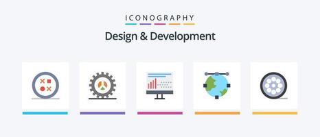 Design and Development Flat 5 Icon Pack Including development. anchor. web design. statistics. development. Creative Icons Design vector