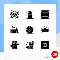 9 iconos creativos signos y símbolos modernos de elementos de diseño de vectores editables de bodas de deportes de panadería