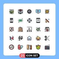 Modern Set of 25 Filled line Flat Colors and symbols such as promotion discount earth day youtube video Editable Vector Design Elements