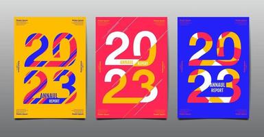 informe anual, diseño de plantilla 2023, tipografía, fondo de diseño plano. vector