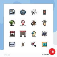 16 iconos creativos signos y símbolos modernos de puntero de energía ubicación en Internet gracias día elementos de diseño de vectores creativos editables