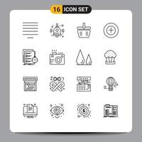 Pack of 16 creative Outlines of time list shapping task plus Editable Vector Design Elements