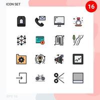 Set of 16 Modern UI Icons Symbols Signs for proposal day contacts monitor electronic Editable Creative Vector Design Elements