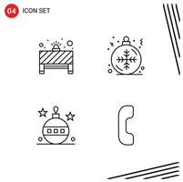 Pictogram Set of 4 Simple Filledline Flat Colors of board easter red light snowflake halloween Editable Vector Design Elements