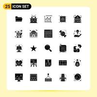 conjunto de 25 iconos de interfaz de usuario modernos signos de símbolos para elementos de diseño vectorial editables de línea de dedo de análisis de impresión de casa vector