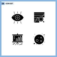 Pack of 4 Modern Solid Glyphs Signs and Symbols for Web Print Media such as disease data form analytic analysis Editable Vector Design Elements