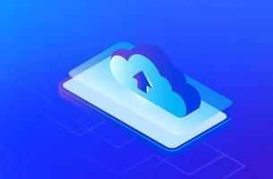 Cloud computing network. Cloud technology, Cloud data transfer and online data storage. Digital cloud storage service vector illustration