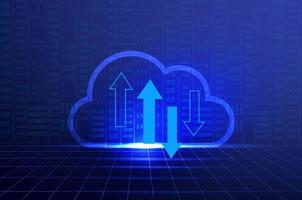 Cloud computing network. Cloud technology, Cloud data transfer and online data storage. Digital cloud storage service vector illustration