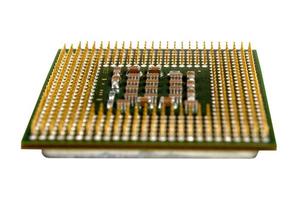 The micro elements of computer central processor unit, CPU contact pins photo