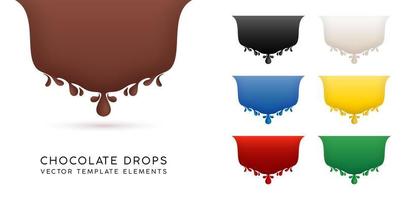 illustration a 3d realistic liquid drops elements concepts isolated white backgrounds with seven colors choice for packages label products company or corporate, User interface designs, collages, decks vector