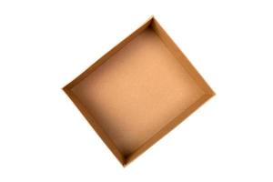 Open Cardboard box isolated on white background. top view photo