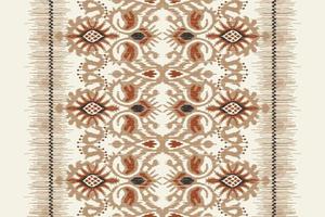 Ikat floral paisley embroidery on white background.geometric ethnic oriental pattern traditional.Aztec style abstract vector illustration.design for texture,fabric,clothing,wrapping,decoration,scarf.