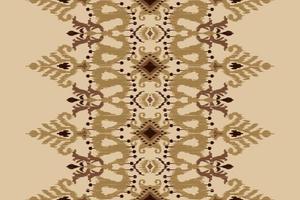 Ikat floral paisley embroidery on brown background.geometric ethnic oriental pattern traditional.Aztec style abstract vector illustration.design for texture,fabric,clothing,wrapping,decoration,scarf.