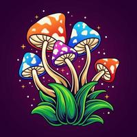 Trippy mushroom plant vector